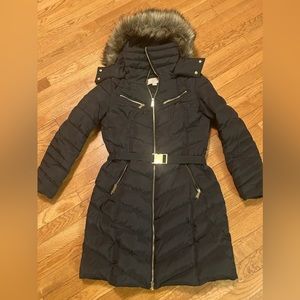 Michael kors down jacket 3/4 length gold detail